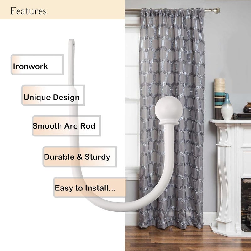 ARNORX Curtain Holdbacks, Hooks, 2 PCS，Solid Steel Hooks, Decorative French Ball End, Curtain Drapery Holdbacks, Wall Mounted, Curtain Tiebacks, White - Image 3